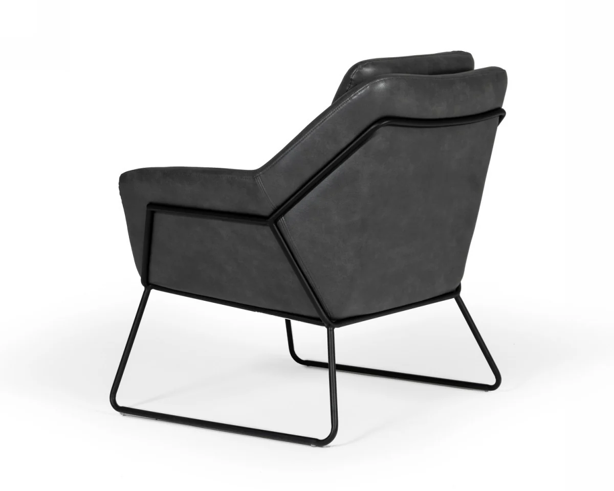 Industrial Grey Faux Leather And Black Accent Chair By Homeroots - Image 5