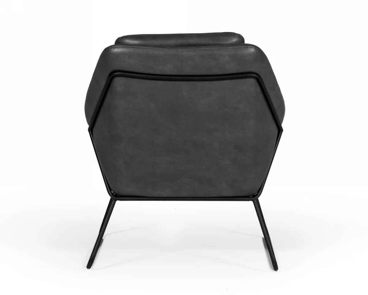 Industrial Grey Faux Leather And Black Accent Chair By Homeroots - Image 6