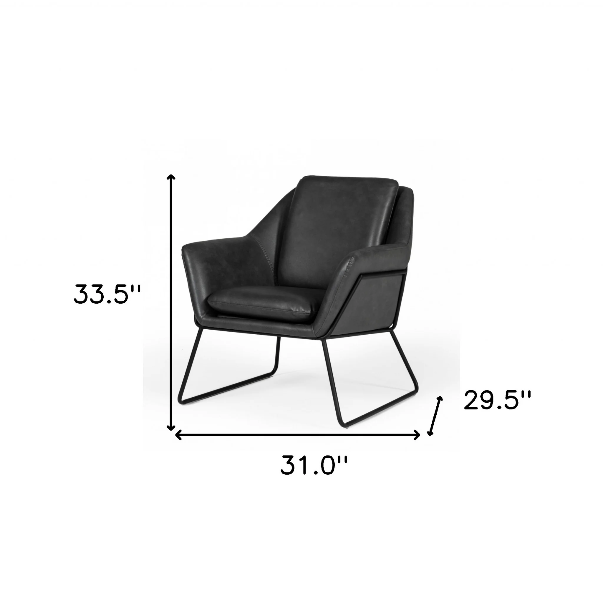 Industrial Grey Faux Leather And Black Accent Chair By Homeroots - Image 8