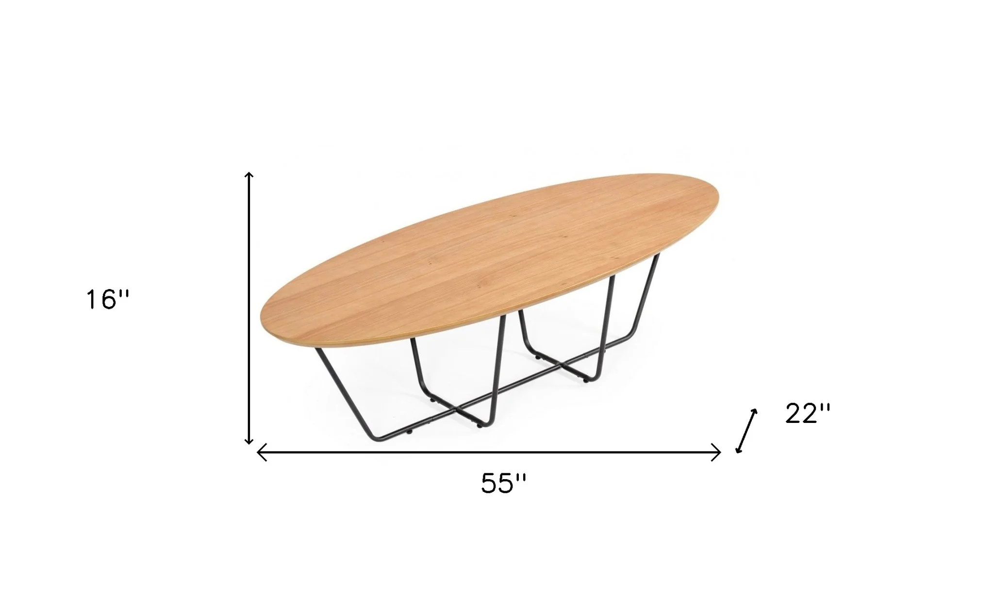 Industrial Large Oak and Black Powder Metal Coffee Table By Homeroots - Image 7