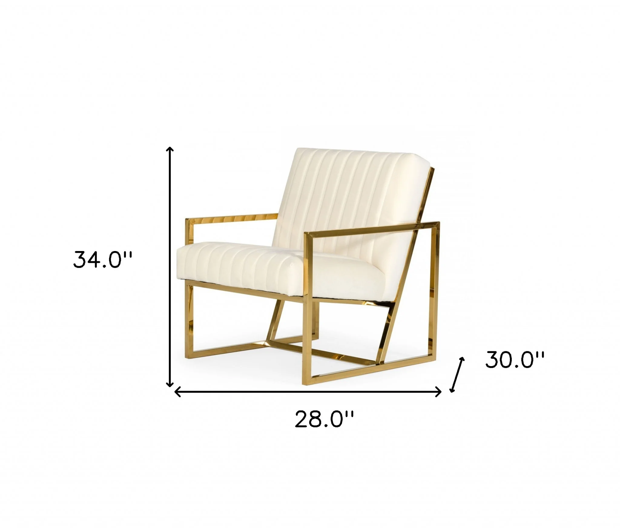 Industrial Off White Velvet And Gold Steel Chair By Homeroots - Image 8