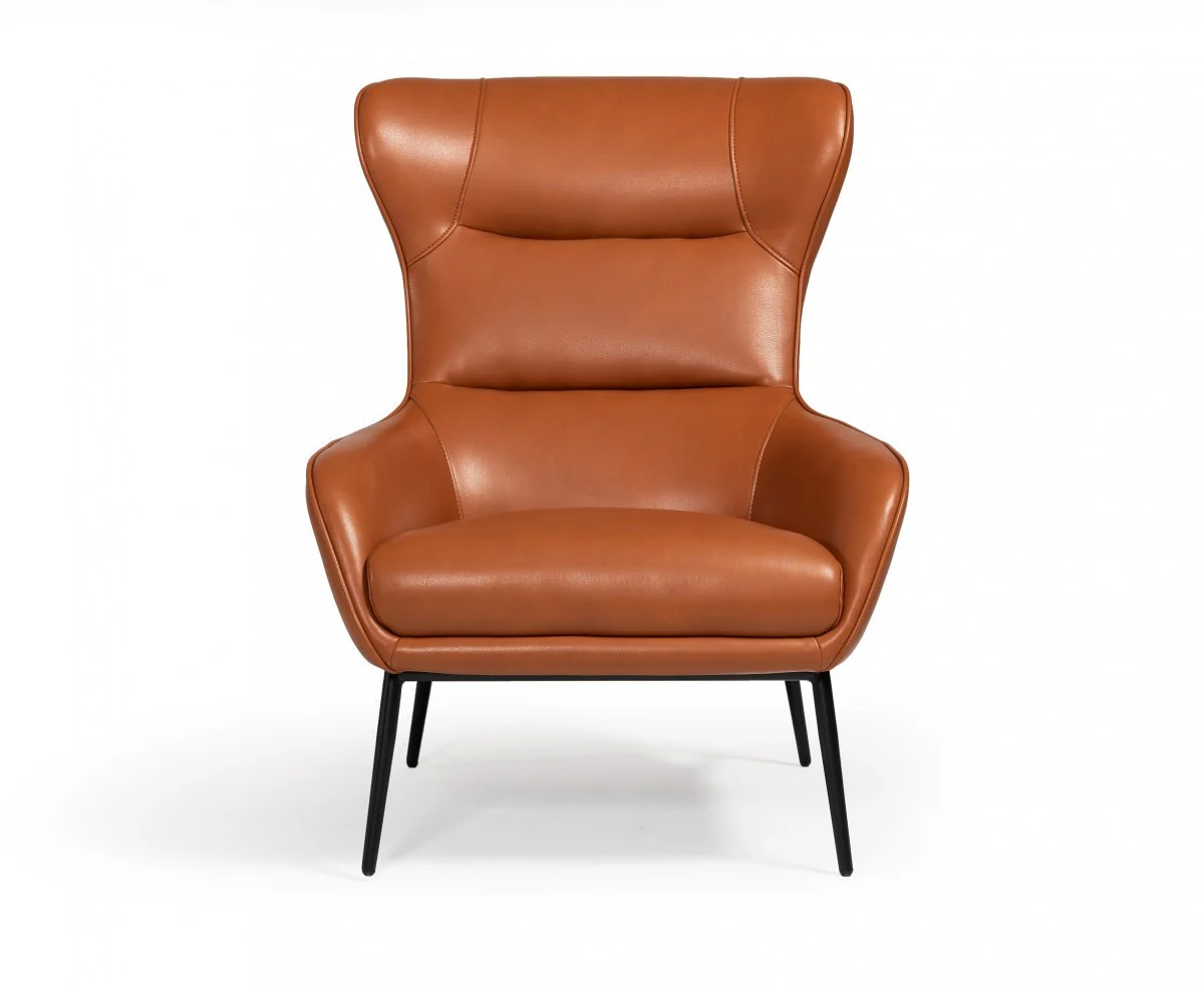 Industrial Orange Leather And Metal Lounge Chair By Homeroots - Image 2