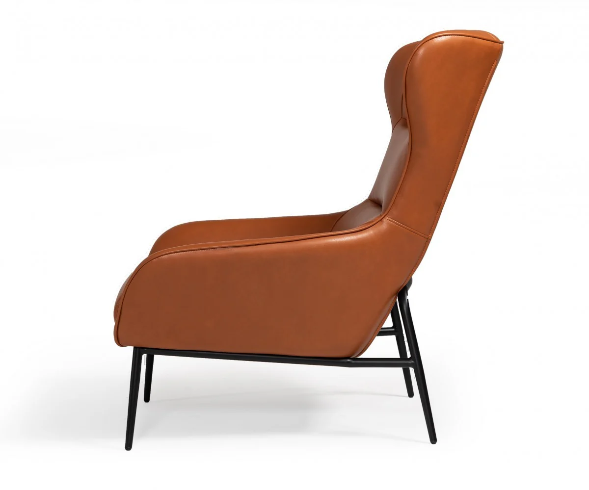 Industrial Orange Leather And Metal Lounge Chair By Homeroots - Image 3
