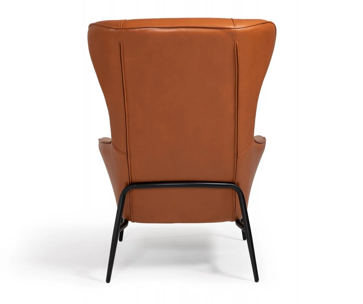 Industrial Orange Leather And Metal Lounge Chair By Homeroots - Image 4