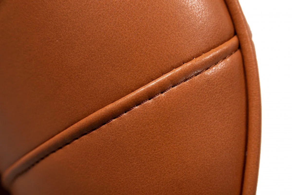 Industrial Orange Leather And Metal Lounge Chair By Homeroots - Image 5
