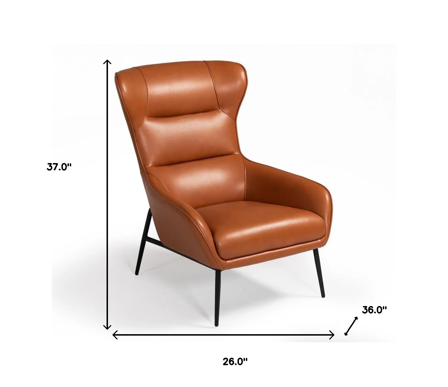 Industrial Orange Leather And Metal Lounge Chair By Homeroots - Image 6