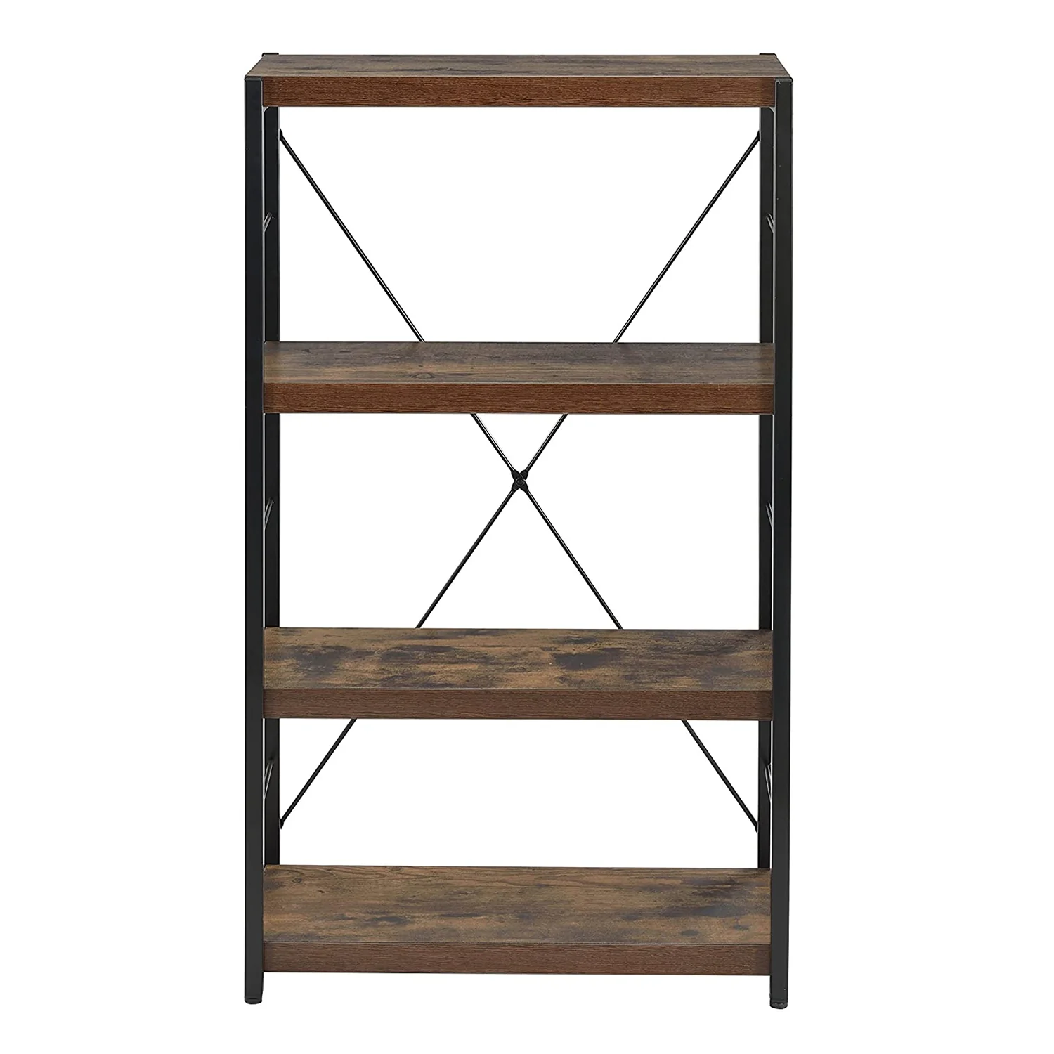Industrial Rustic Dark Weathered Oak Finish Bookcase By Homeroots - Image 3