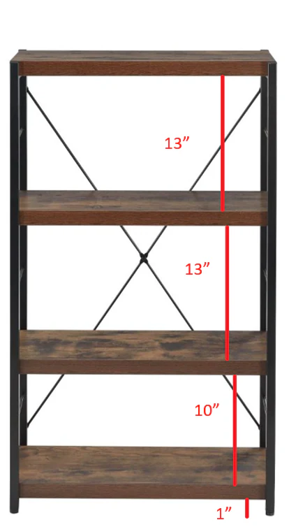 Industrial Rustic Dark Weathered Oak Finish Bookcase By Homeroots - Image 5