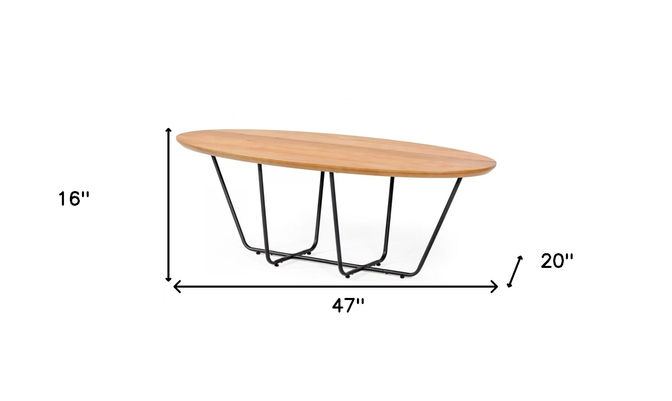 Industrial Small Oak and Black Powder Metal Coffee Table By Homeroots - Image 8