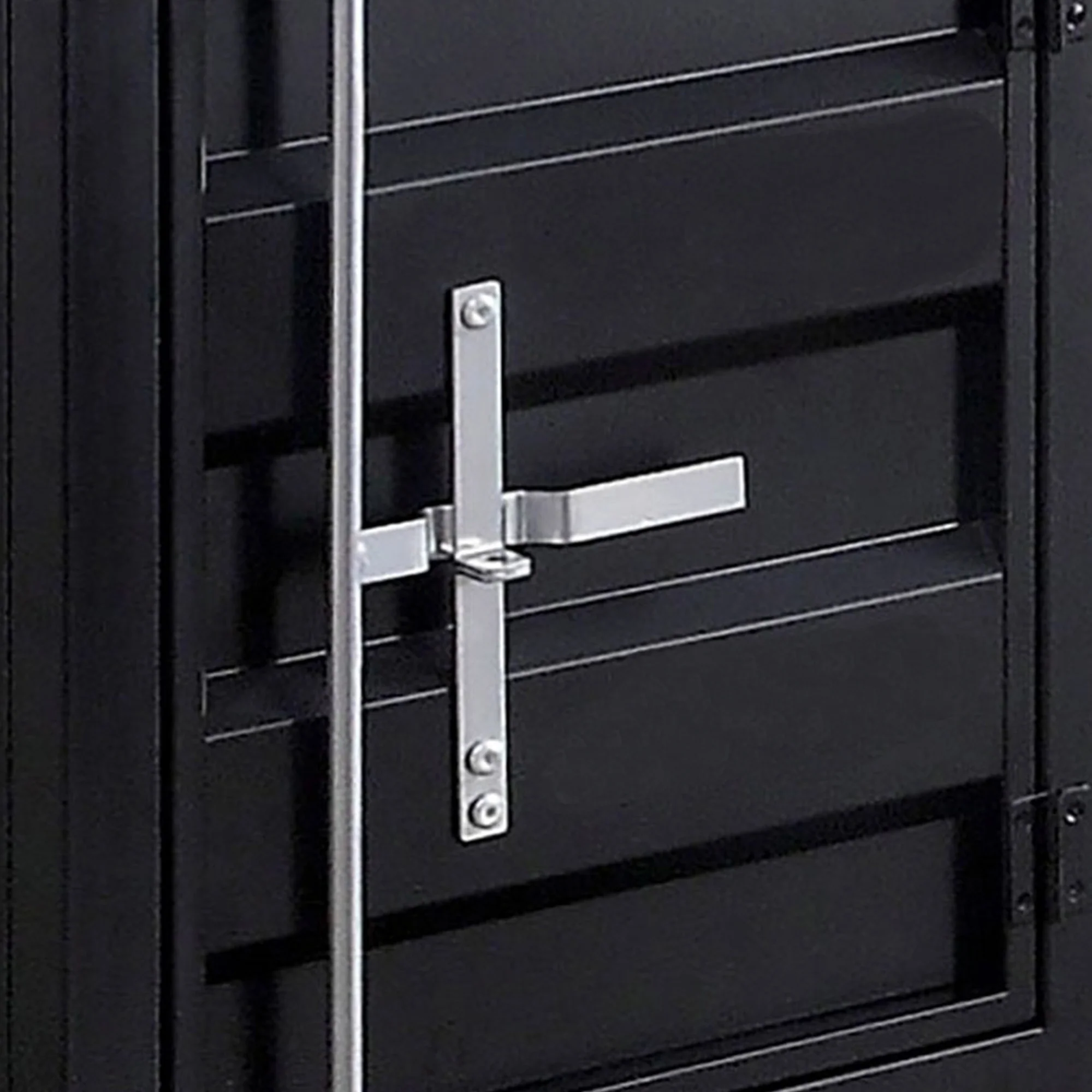 Industrial Style End Table With Sliding Door Storage Black By Benzara - Image 2