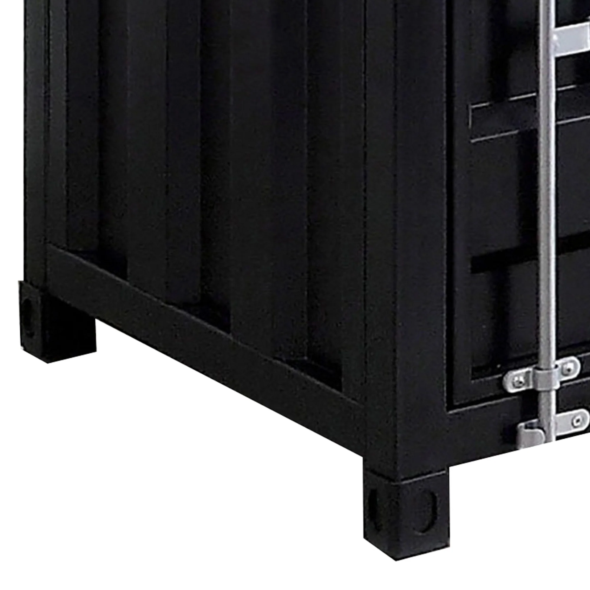 Industrial Style End Table With Sliding Door Storage Black By Benzara - Image 5