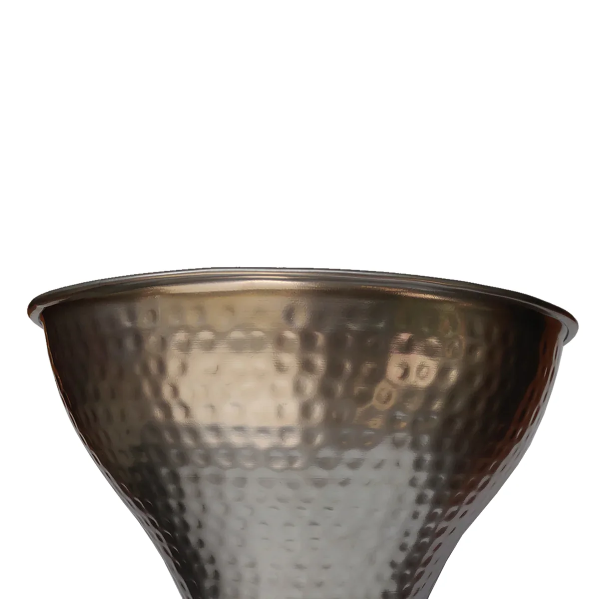 Industrial Style Hammered Texture Iron Stool with Hourglass Shaped Body, Silver By Benzara - Image 2