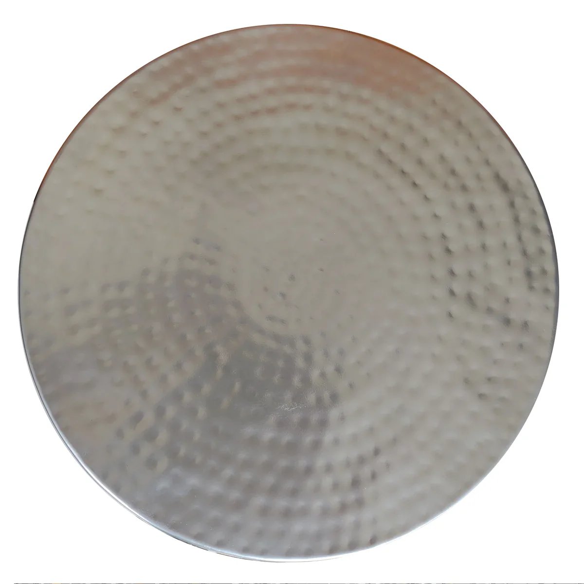 Industrial Style Hammered Texture Iron Stool with Hourglass Shaped Body, Silver By Benzara - Image 4