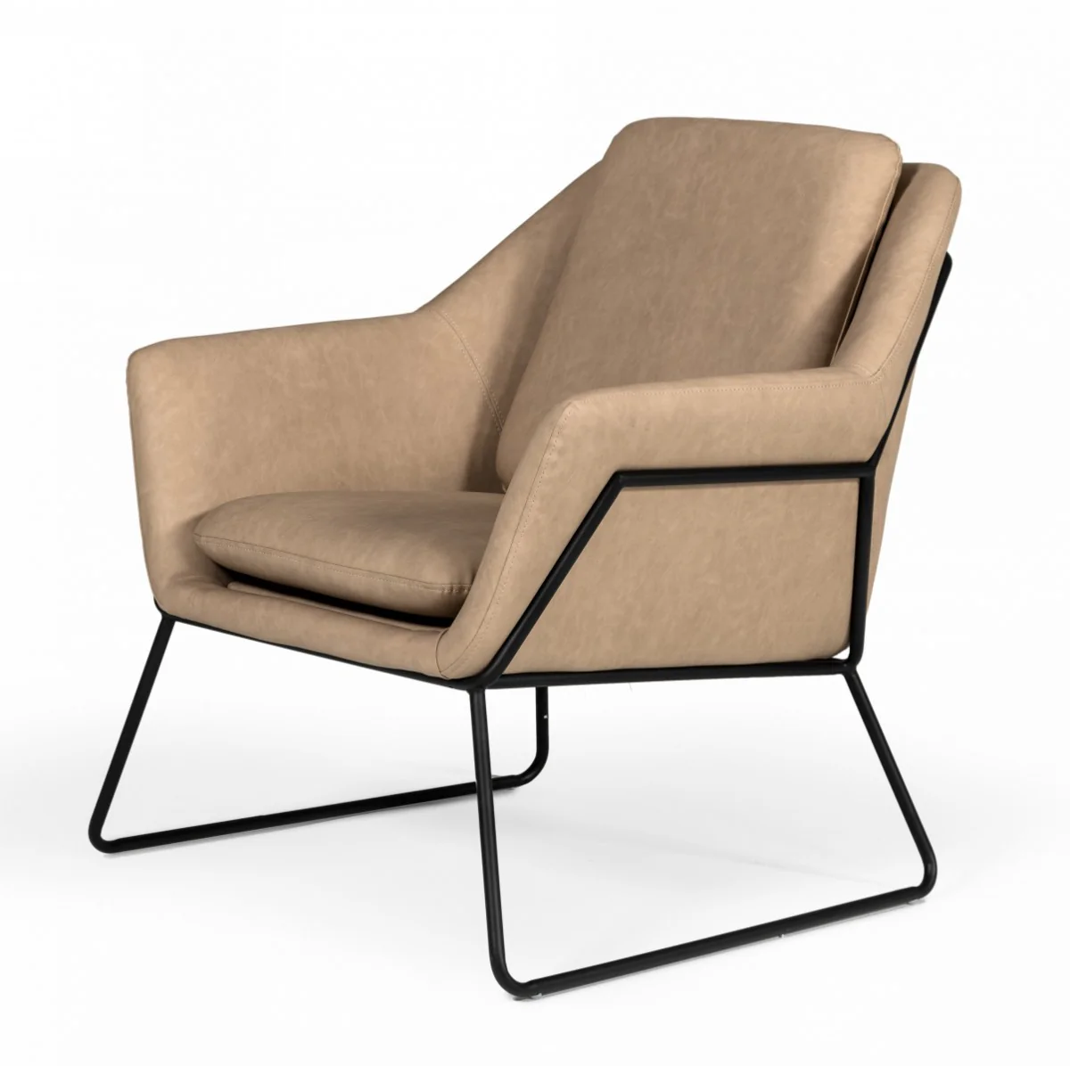 Industrial Taupe Faux Leather And Black Accent Chair By Homeroots - Image 2