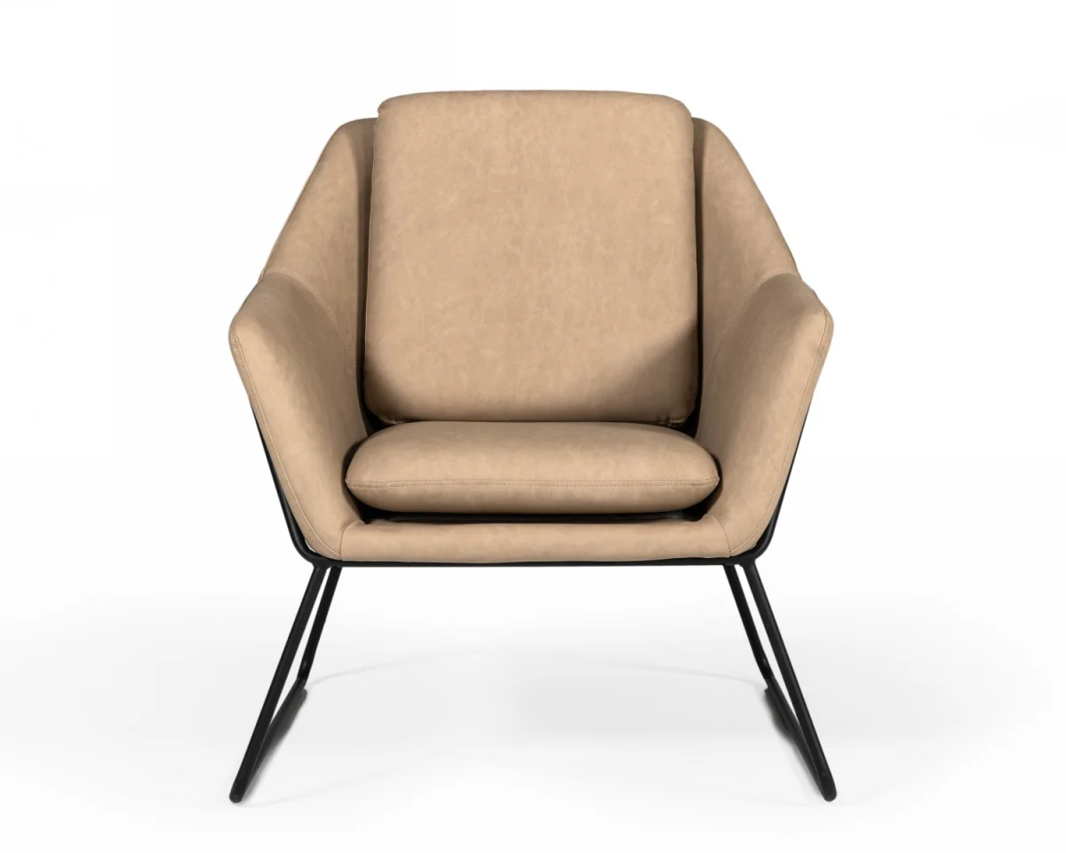 Industrial Taupe Faux Leather And Black Accent Chair By Homeroots - Image 3