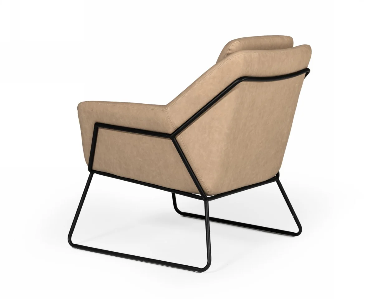 Industrial Taupe Faux Leather And Black Accent Chair By Homeroots - Image 5
