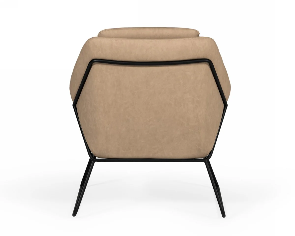 Industrial Taupe Faux Leather And Black Accent Chair By Homeroots - Image 6