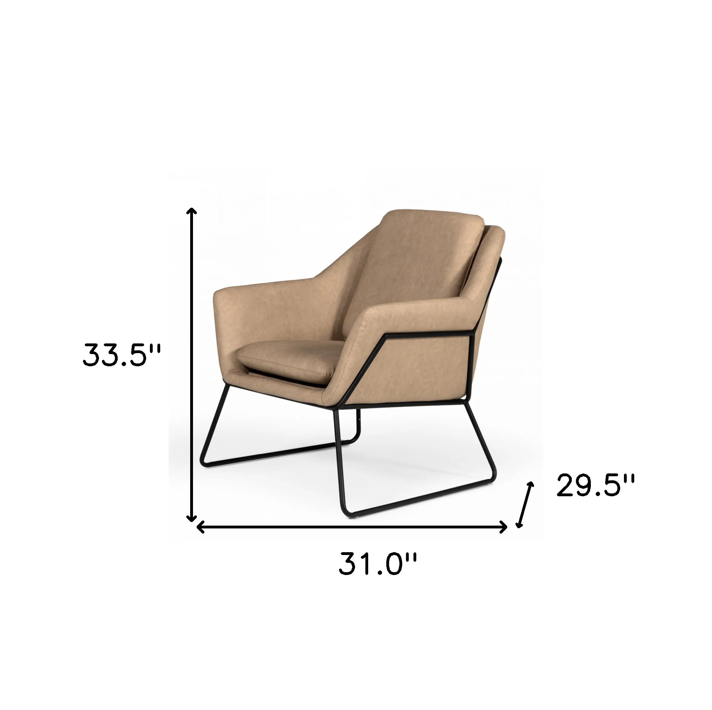 Industrial Taupe Faux Leather And Black Accent Chair By Homeroots - Image 8