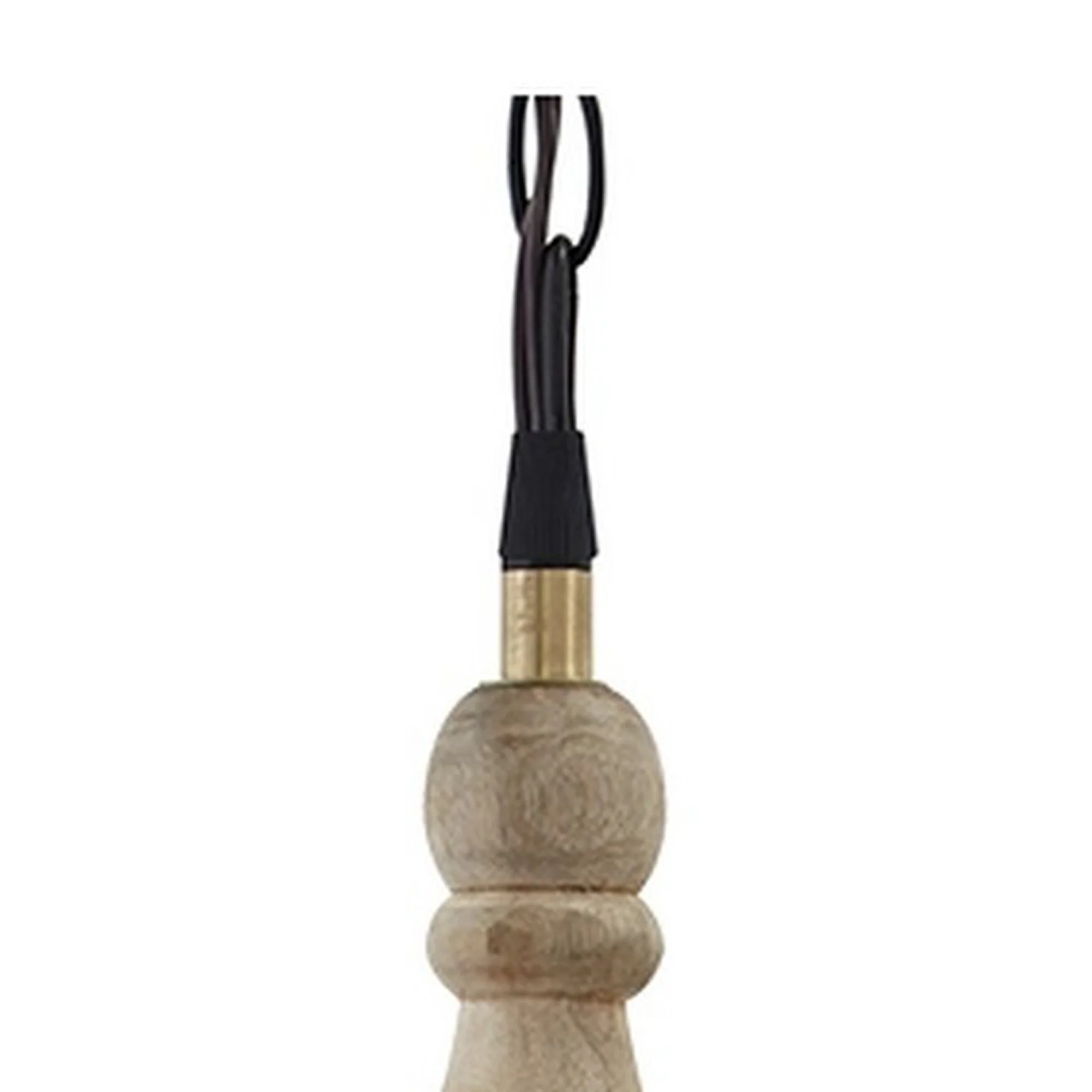 Inverted U Glass Pendant Light with Wood Finial Crown Top, Brown and Clear By Benzara - Image 5