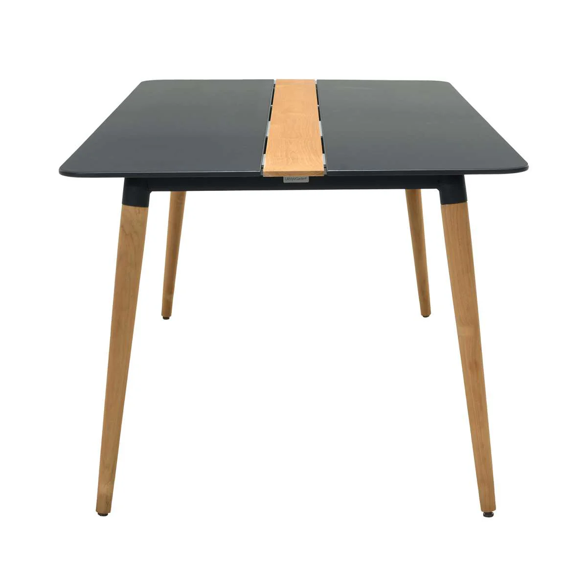 Ipanema Outdoor Aluminum Dining Table in Dark Grey with Natural Teak Wood Accent By Armen Living - Image 4