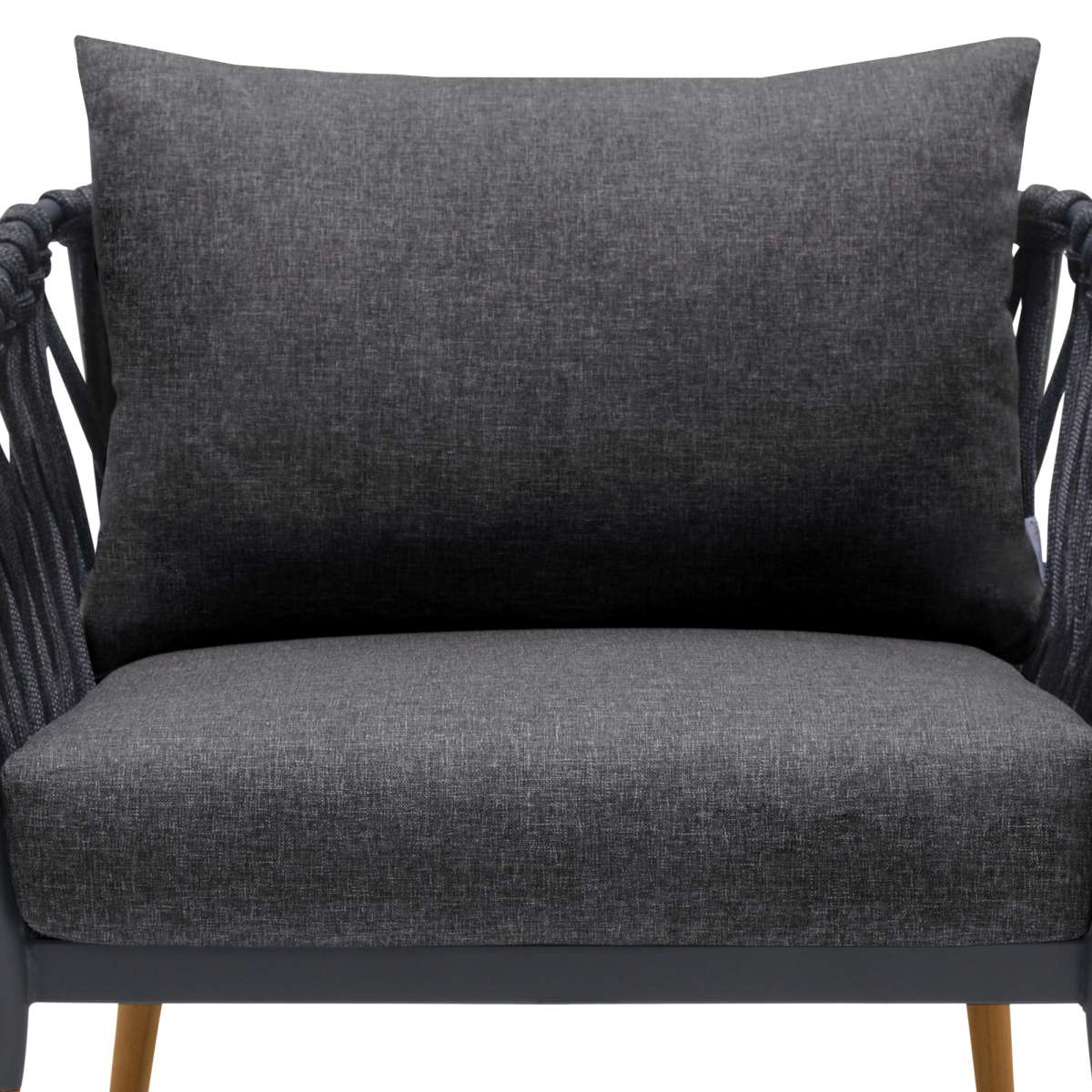Ipanema Outdoor Teak Wood and Rope Lounge Chair with Dark Grey Olefin By Armen Living - Image 5