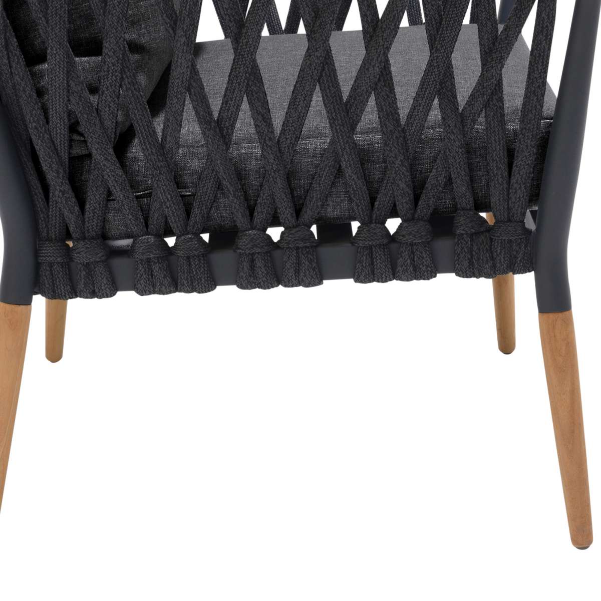 Ipanema Outdoor Teak Wood and Rope Lounge Chair with Dark Grey Olefin By Armen Living - Image 7