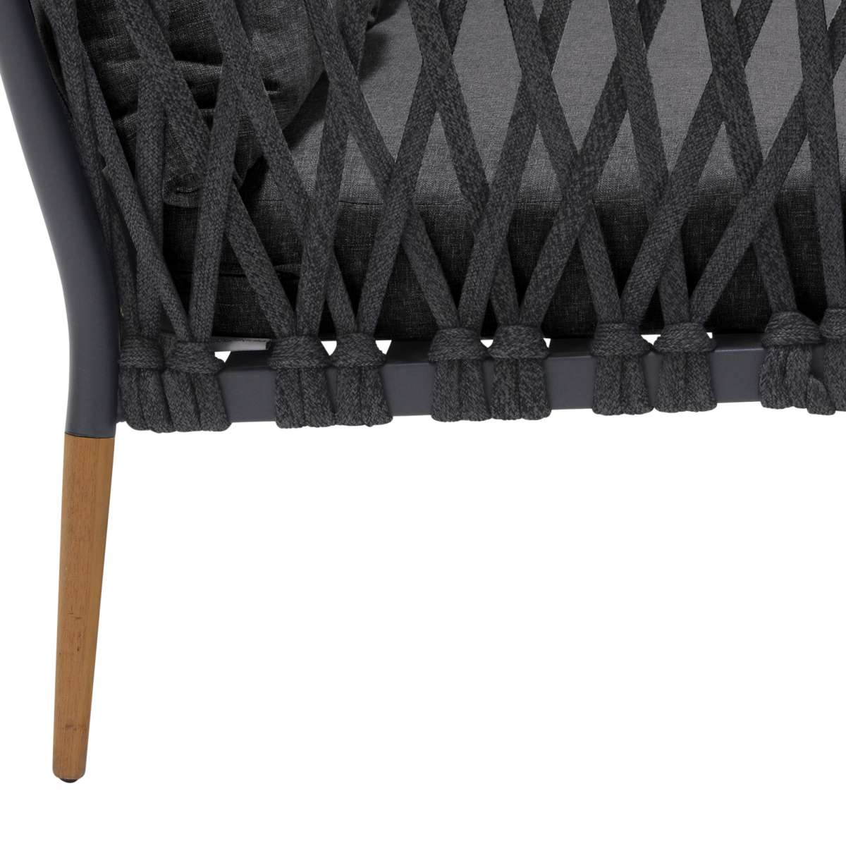 Ipanema Outdoor Teak Wood and Rope Sofa with Dark Grey Olefin By Armen Living - Image 7