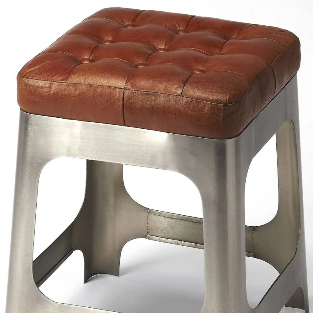 Iron And Leather Counter Stool By Homeroots - Image 5
