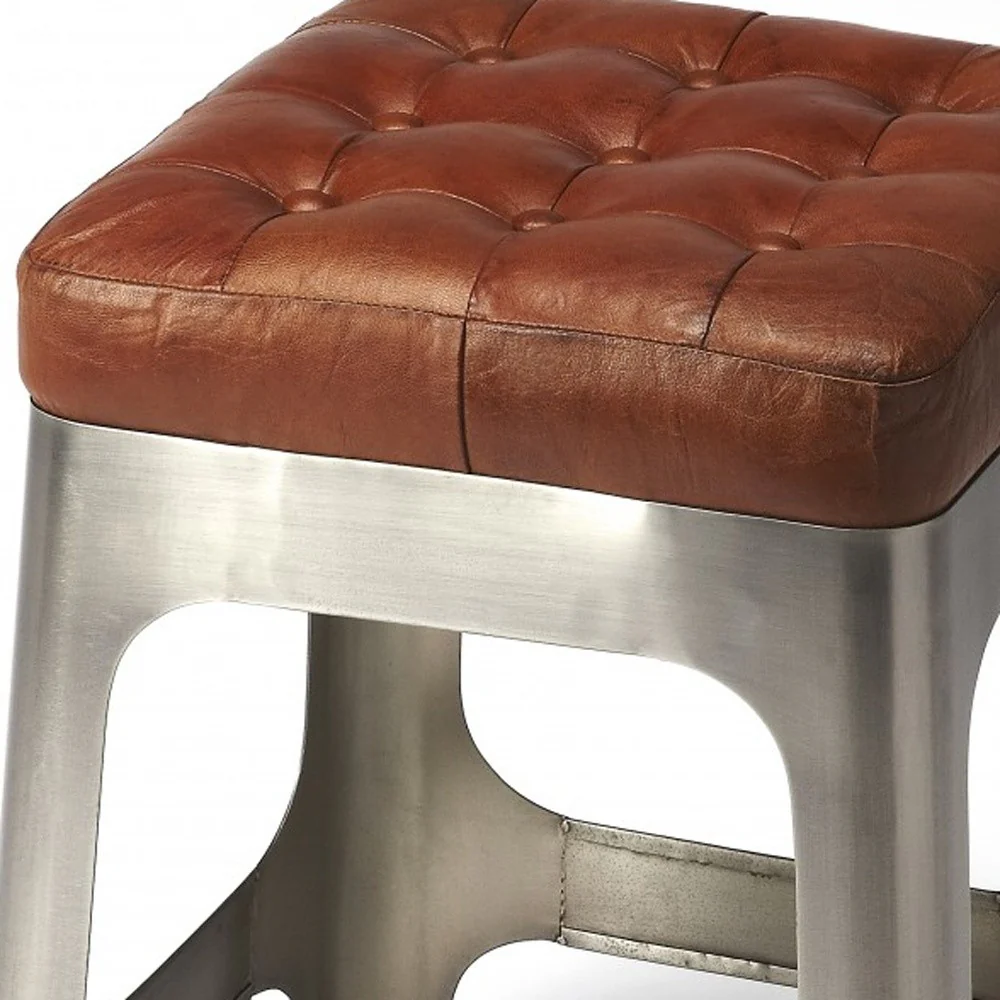 Iron And Leather Counter Stool By Homeroots - Image 6
