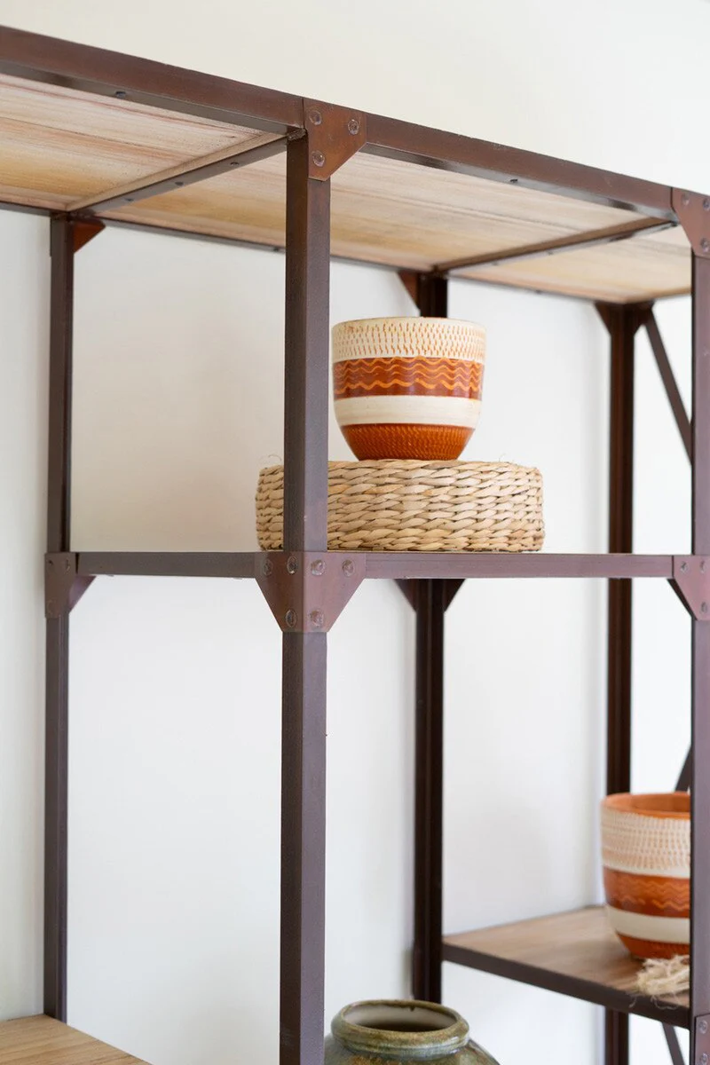 Iron And Wood Display Alternating Shelves And Iron Casters By Kalalou - Image 3