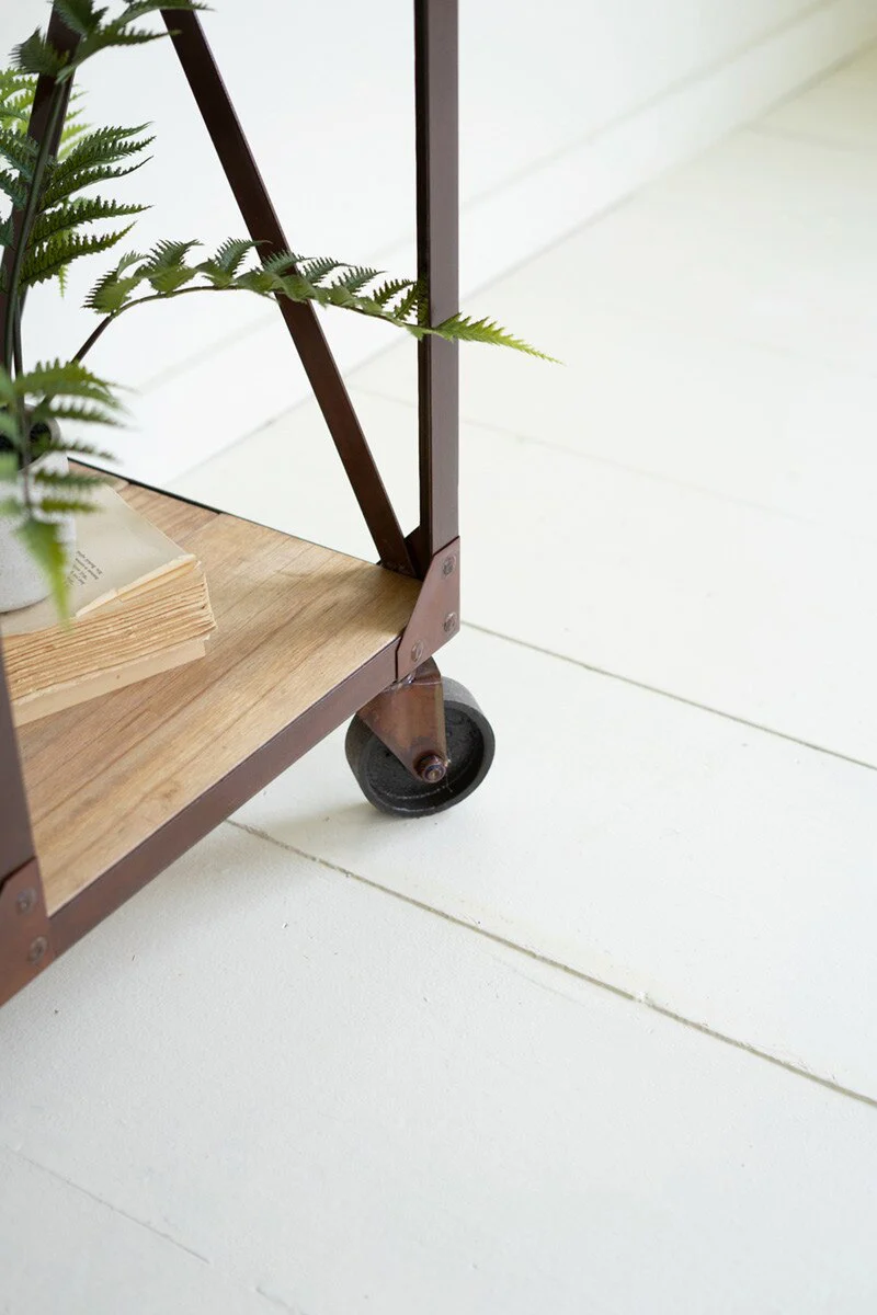 Iron And Wood Display Alternating Shelves And Iron Casters By Kalalou - Image 4