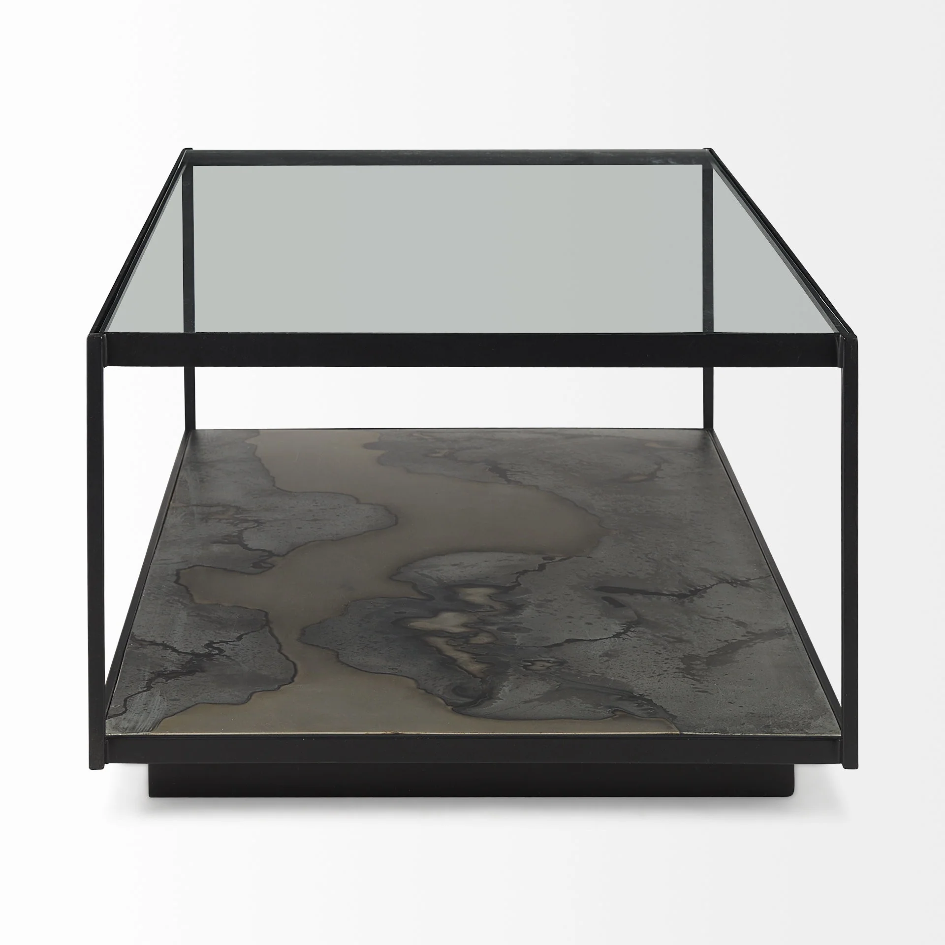 Iron Glass and Marble Rectangular Coffee Table By Homeroots - Image 3