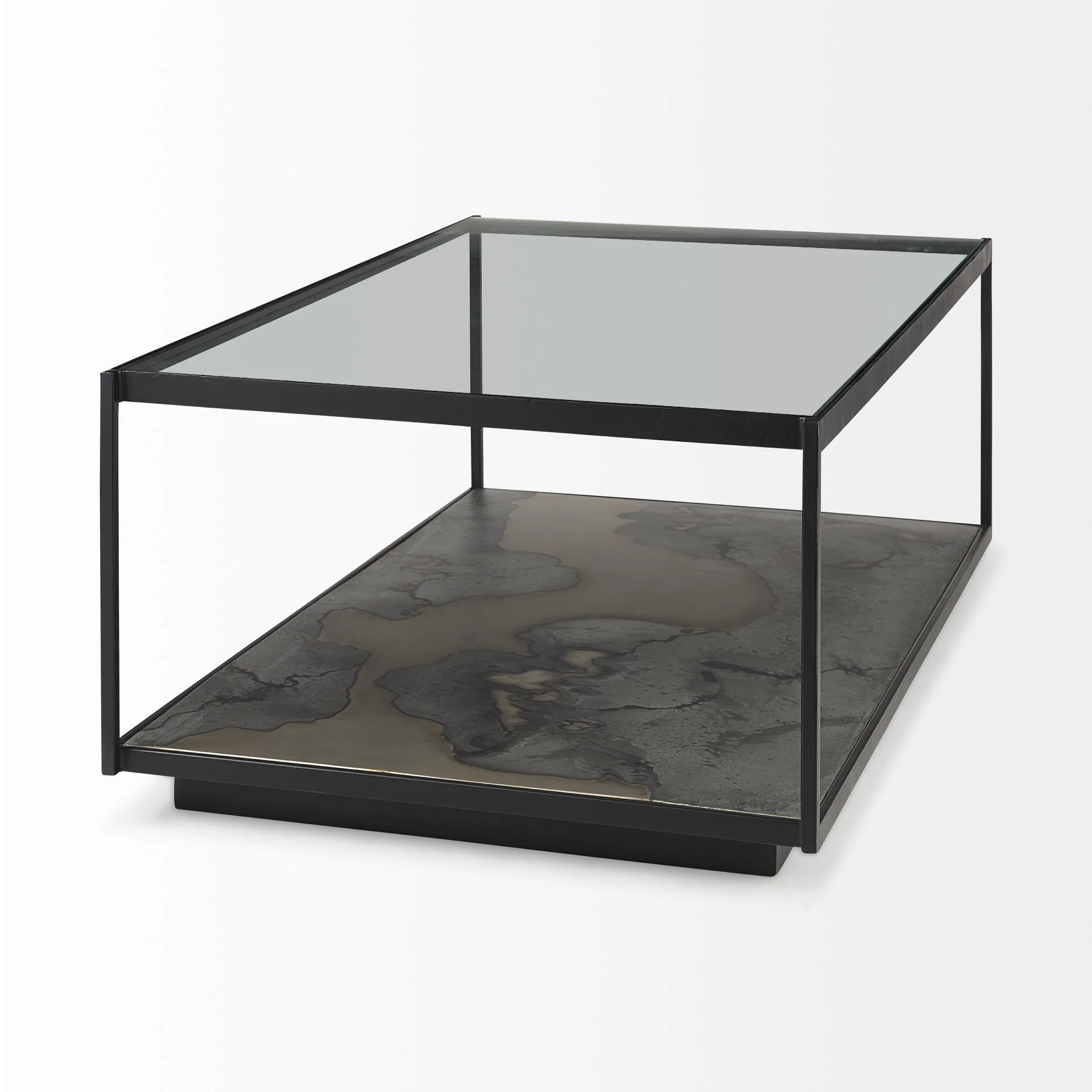Iron Glass and Marble Rectangular Coffee Table By Homeroots - Image 4