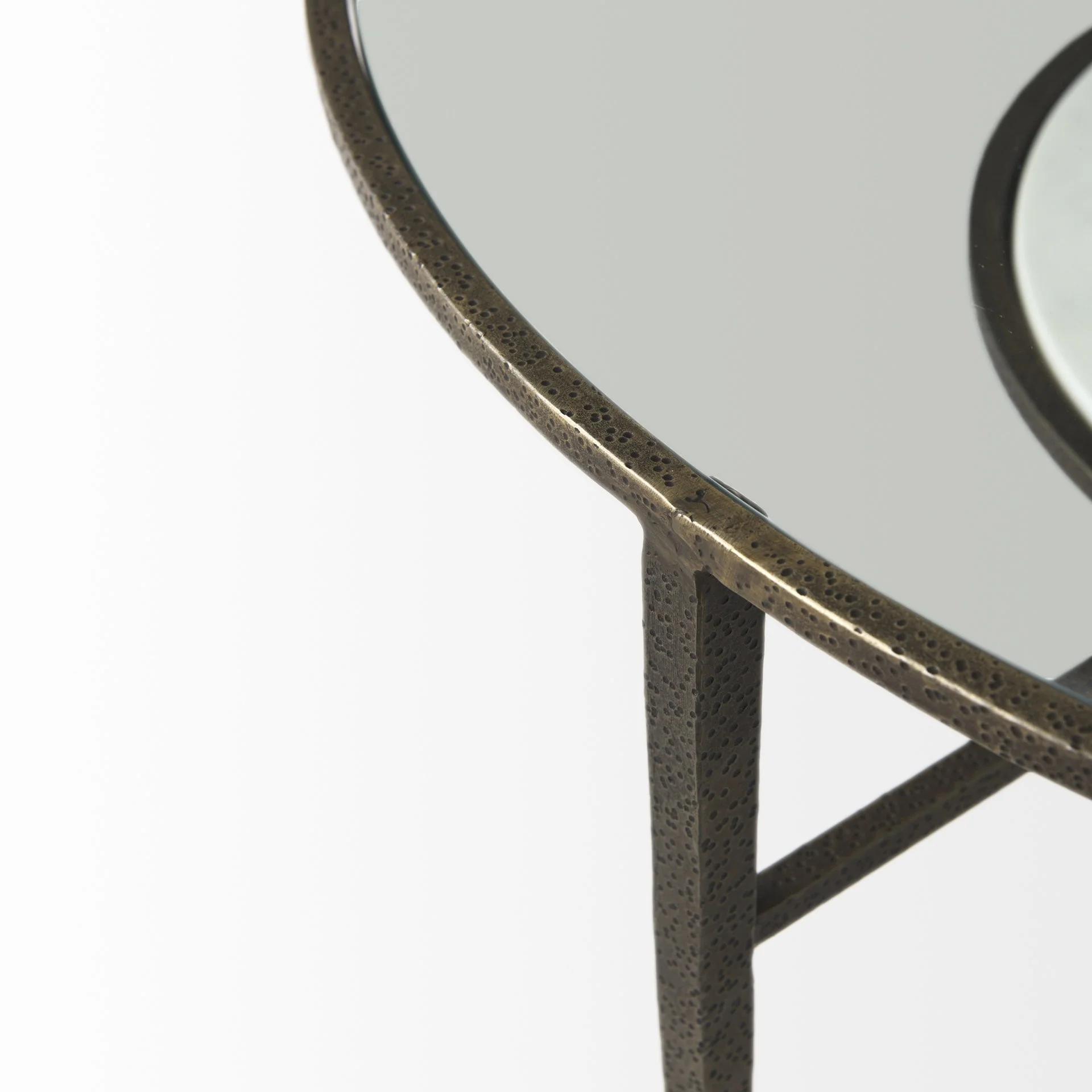 Iron Glass and Marble Round Coffee Table By Homeroots - Image 8