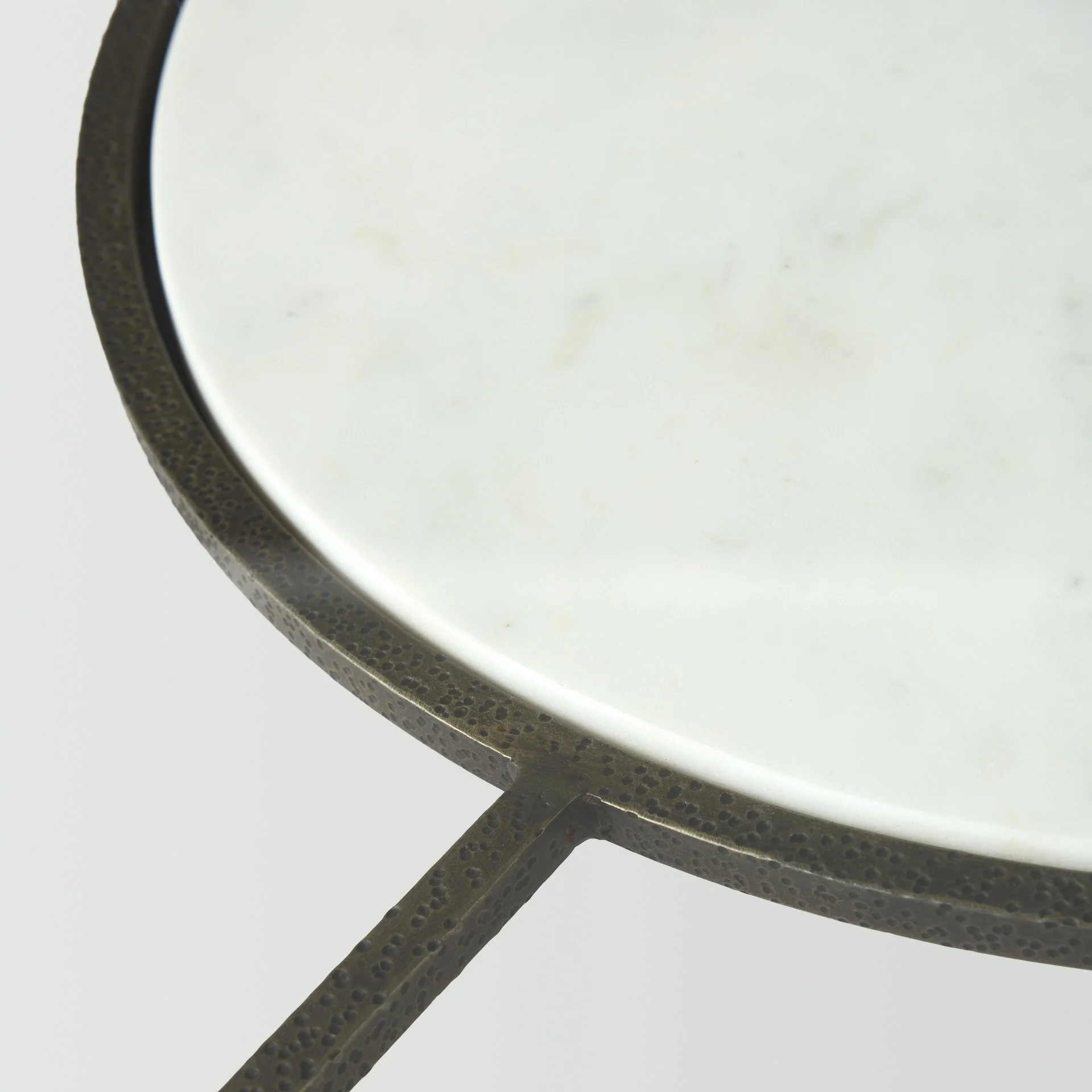 Iron Glass and Marble Round Coffee Table By Homeroots - Image 9
