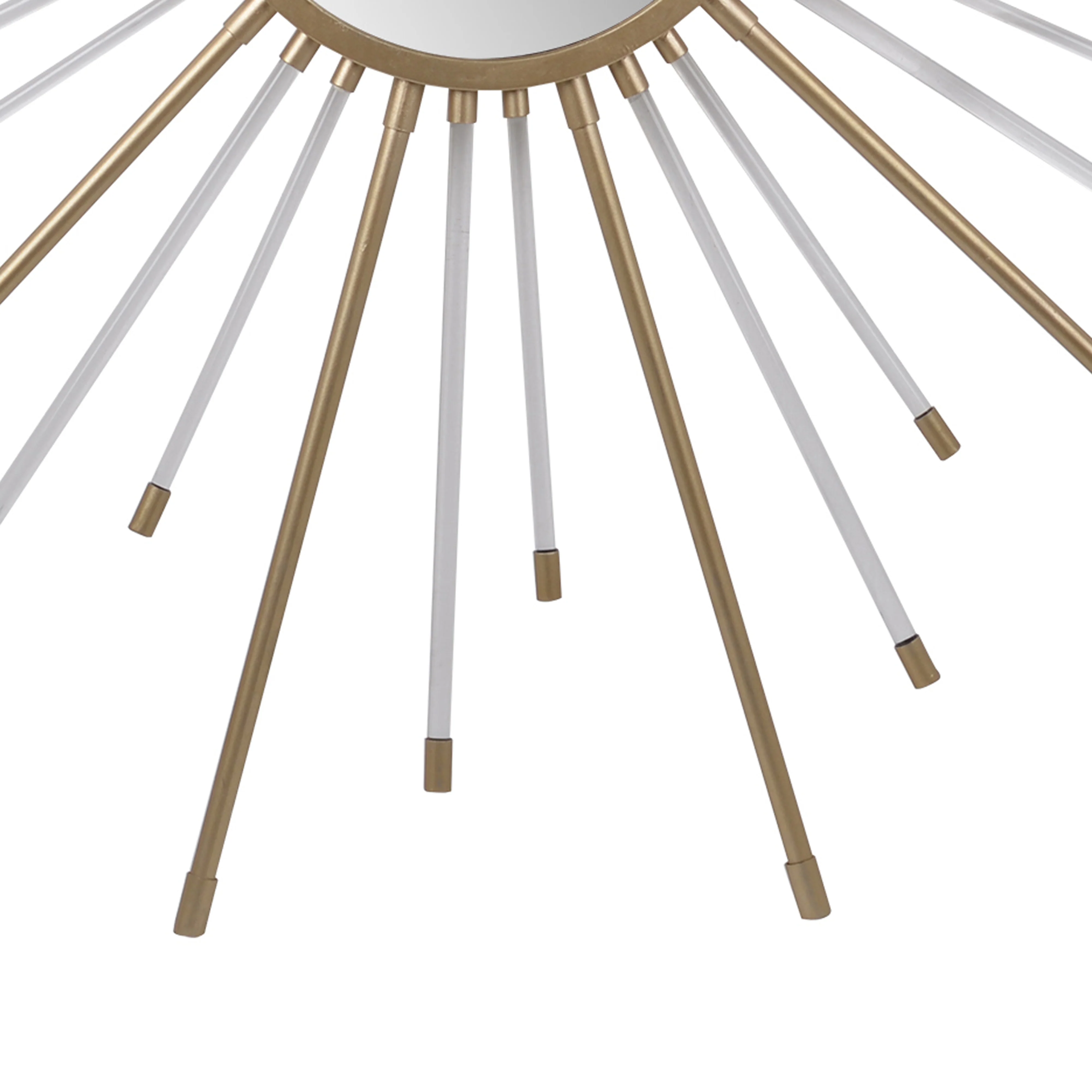 Iron Mirror with Sparkled Sunburst Design, Large, White and Gold By Benzara - Image 3