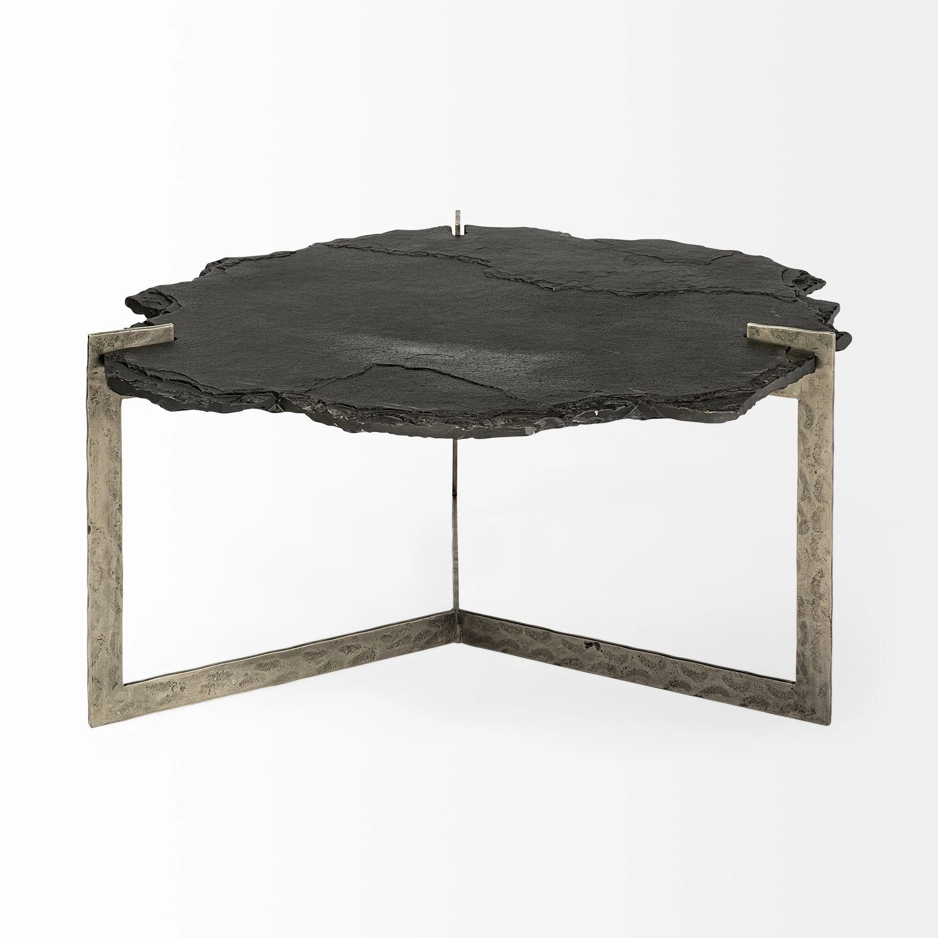 Irregular Live-Edge Slat wFlat Iron Base Coffee Table Top By Homeroots - Image 2