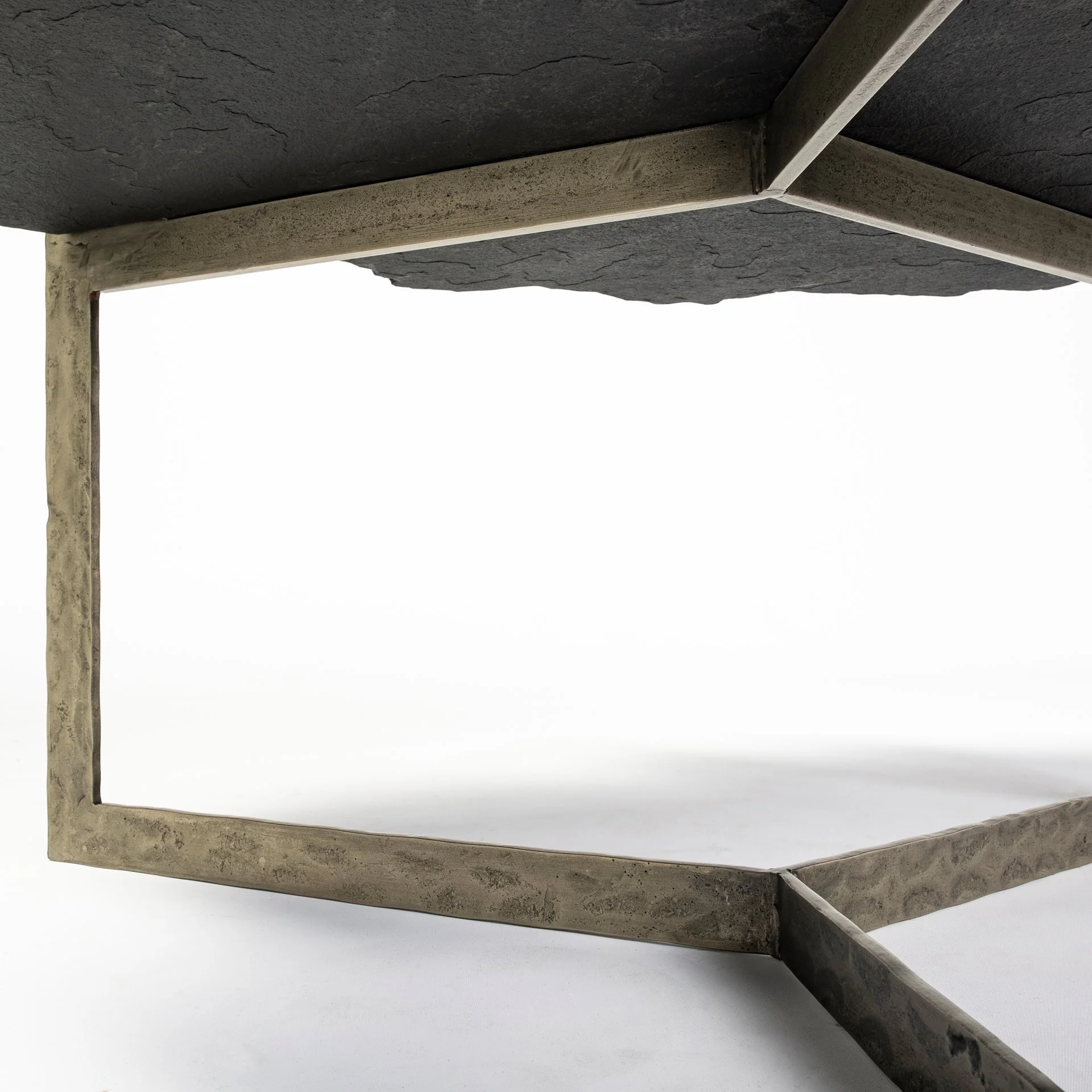 Irregular Live-Edge Slat wFlat Iron Base Coffee Table Top By Homeroots - Image 5