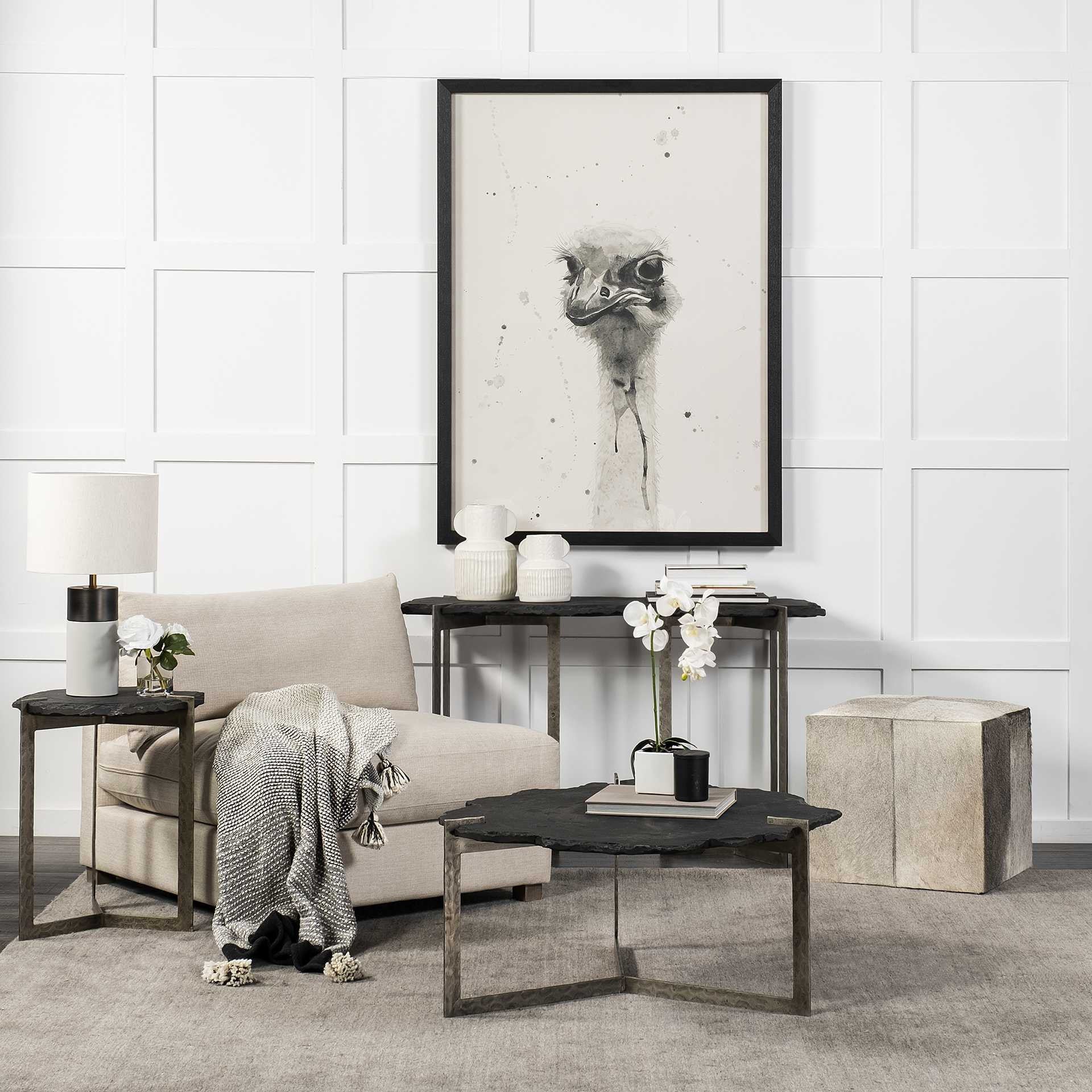 Irregular Live-Edge Slat wFlat Iron Base Coffee Table Top By Homeroots - Image 6