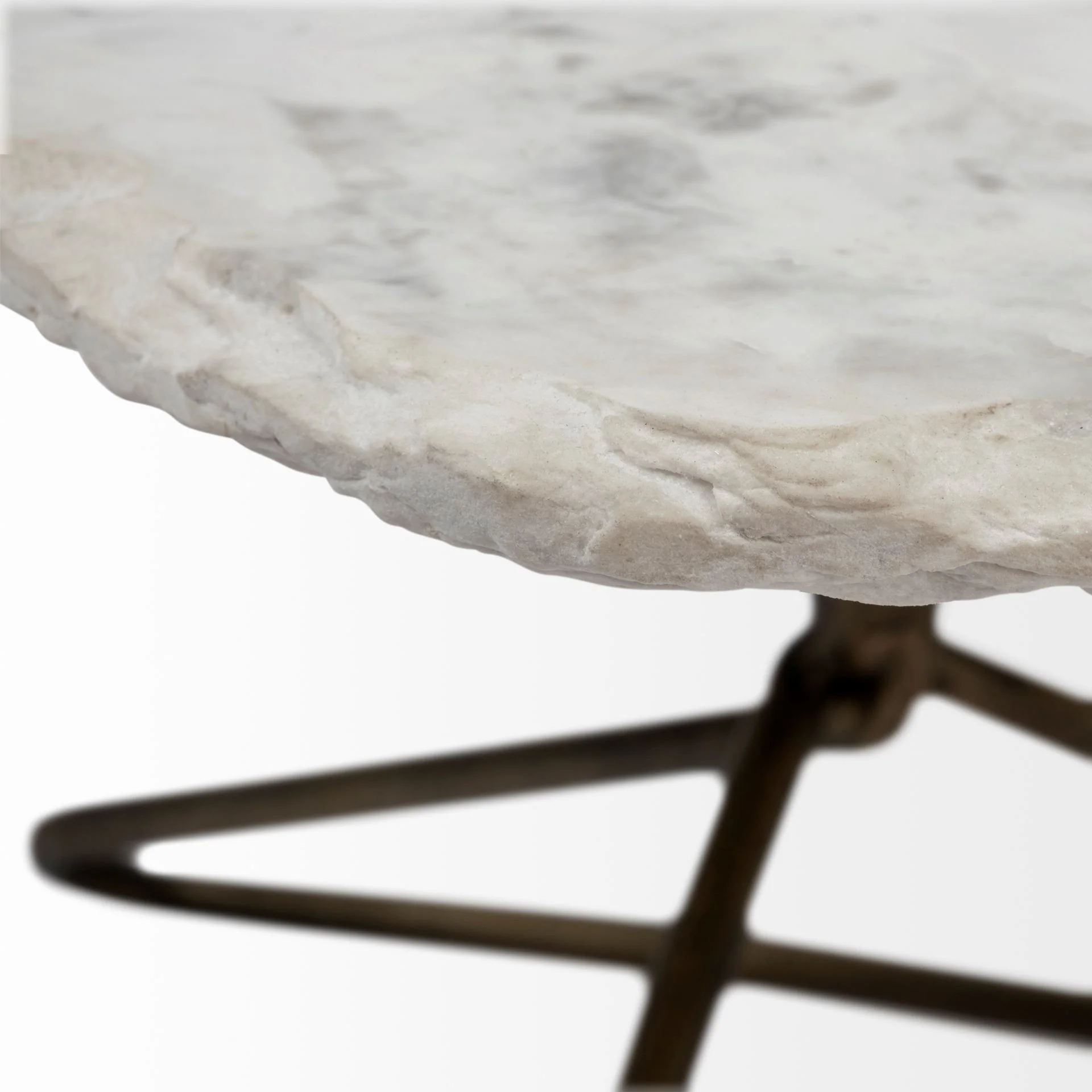 Irregular White Marble Top and Gold Metal Base Coffee Table By Homeroots - Image 3