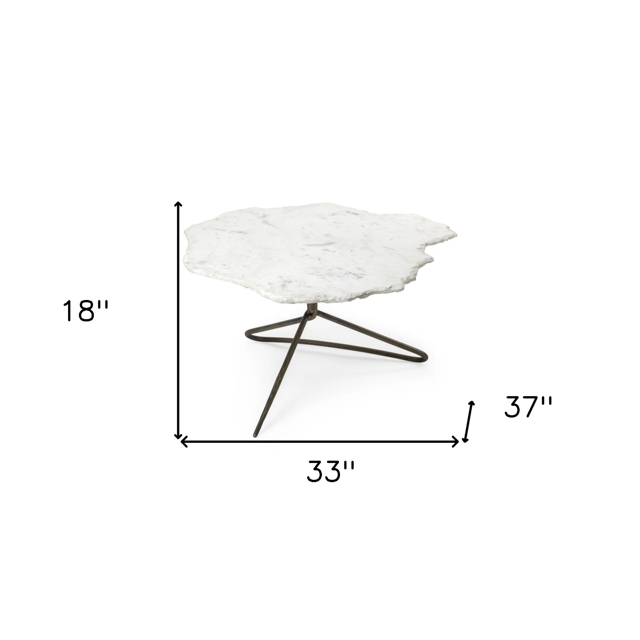Irregular White Marble Top and Gold Metal Base Coffee Table By Homeroots - Image 5