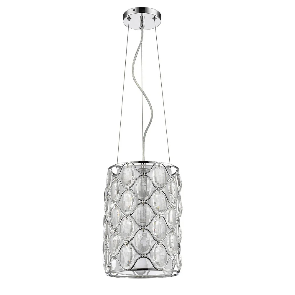 Isabella 1-Light Polished Nickel Drum Pendant With Crystal Accents By Homeroots - Image 2