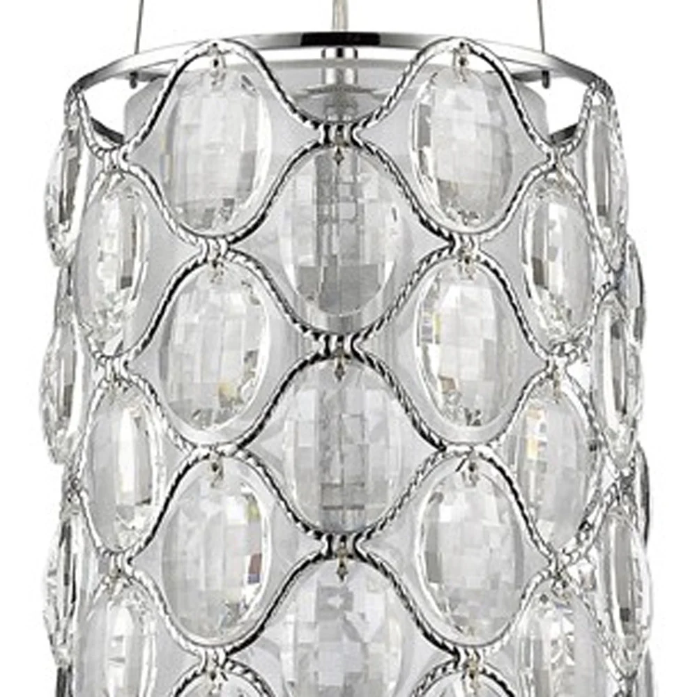 Isabella 1-Light Polished Nickel Drum Pendant With Crystal Accents By Homeroots - Image 3