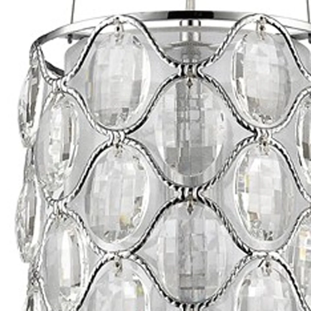 Isabella 1-Light Polished Nickel Drum Pendant With Crystal Accents By Homeroots - Image 4