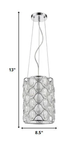 Isabella 1-Light Polished Nickel Drum Pendant With Crystal Accents By Homeroots - Image 5