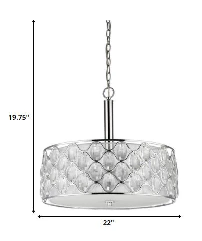 Isabella 4-Light Polished Nickel Drum Pendant With Crystal Accents By Homeroots - Image 5