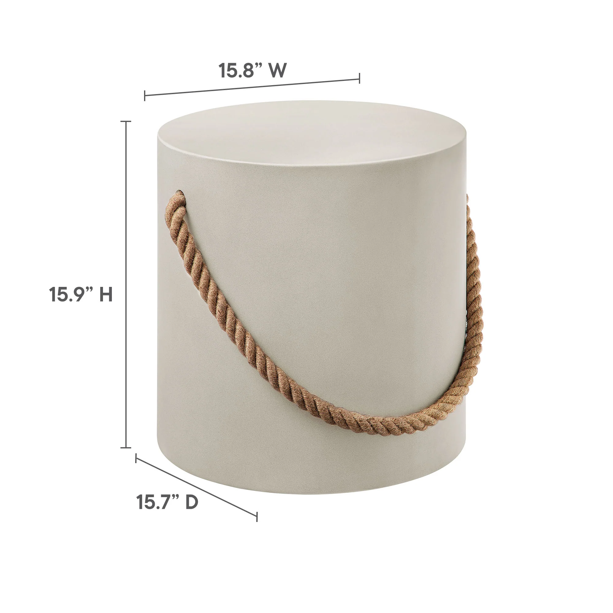 Isera Indoor - Outdoor Patio Rope Concrete Side Table Stool by Modway - Image 9