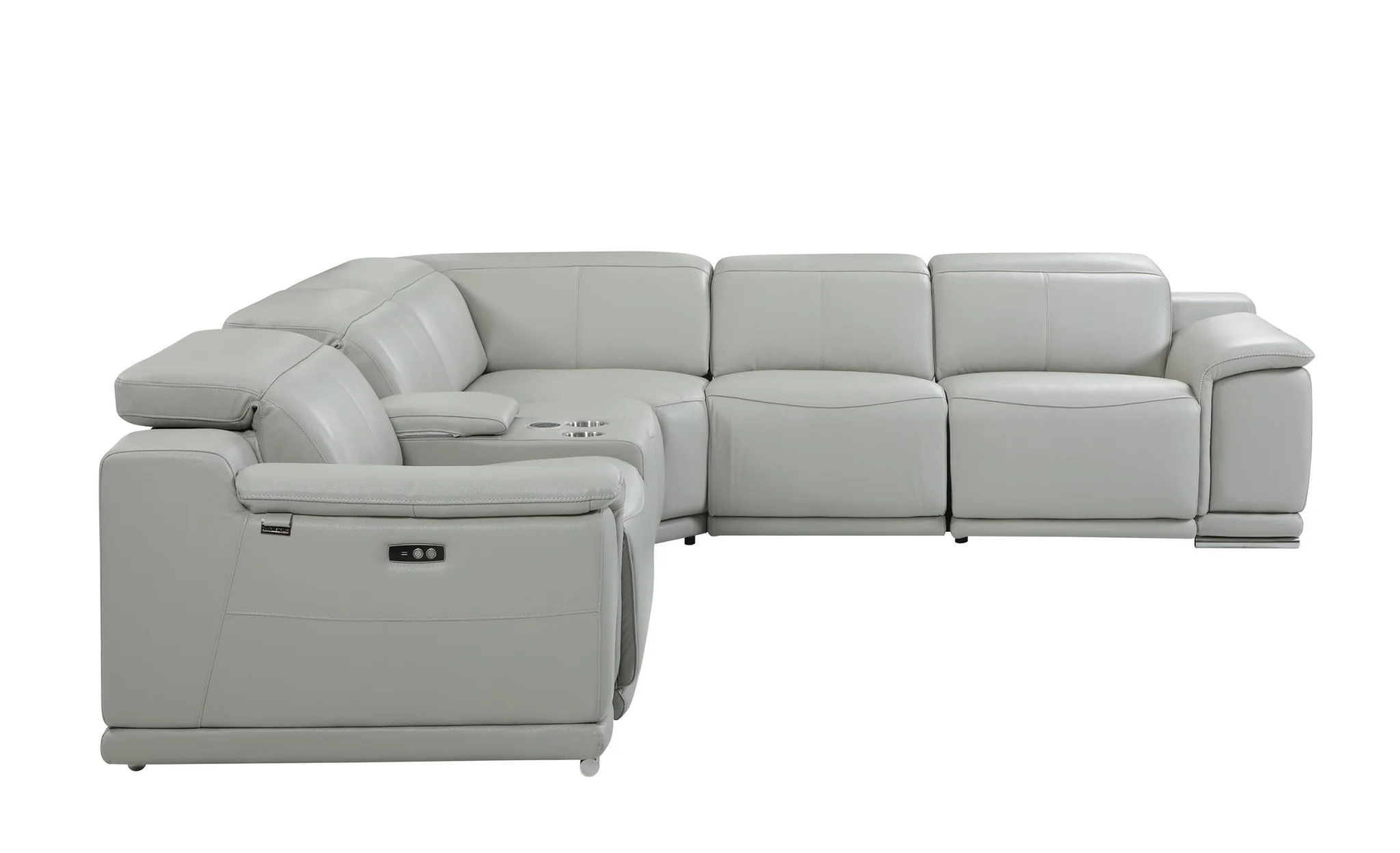 Italian Leather Power Reclining L Shaped Six Piece Corner Sectional With Console By Homeroots - Image 2