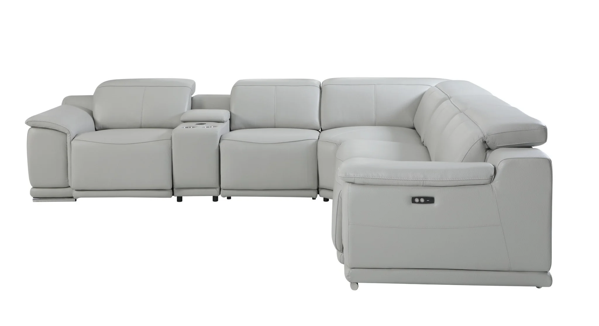 Italian Leather Power Reclining L Shaped Six Piece Corner Sectional With Console By Homeroots - Image 5