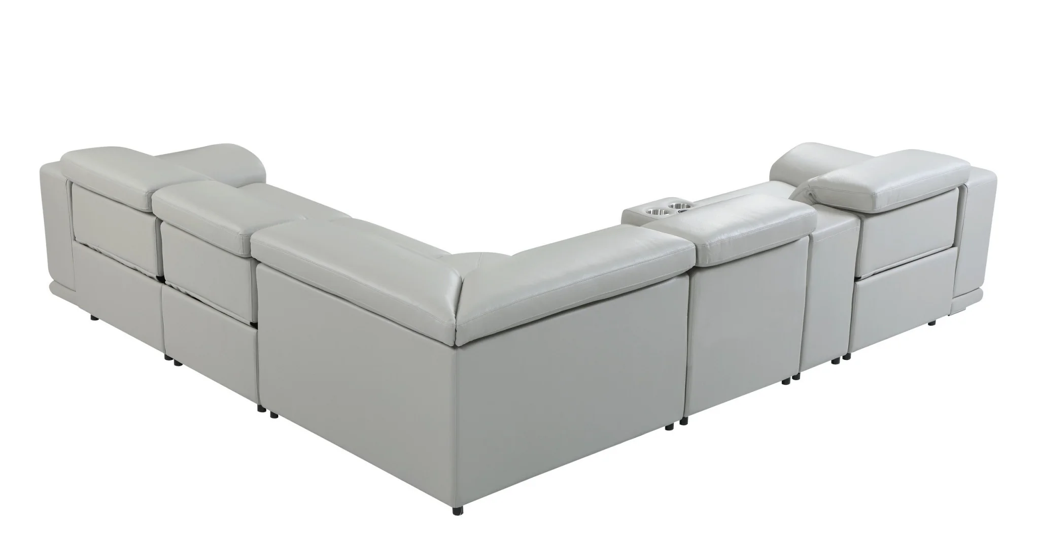 Italian Leather Power Reclining L Shaped Six Piece Corner Sectional With Console By Homeroots - Image 6